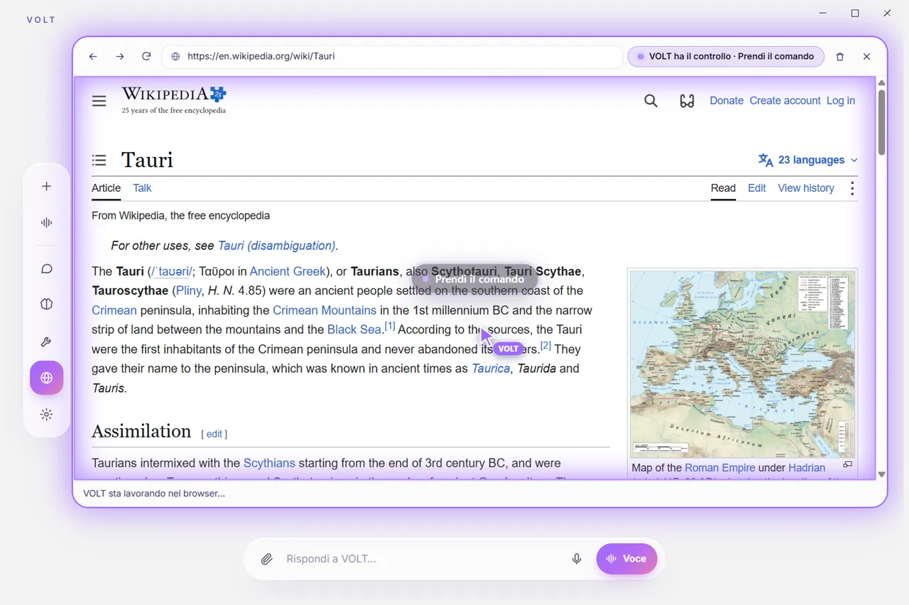 The agent opens a page in its browser and reads it.